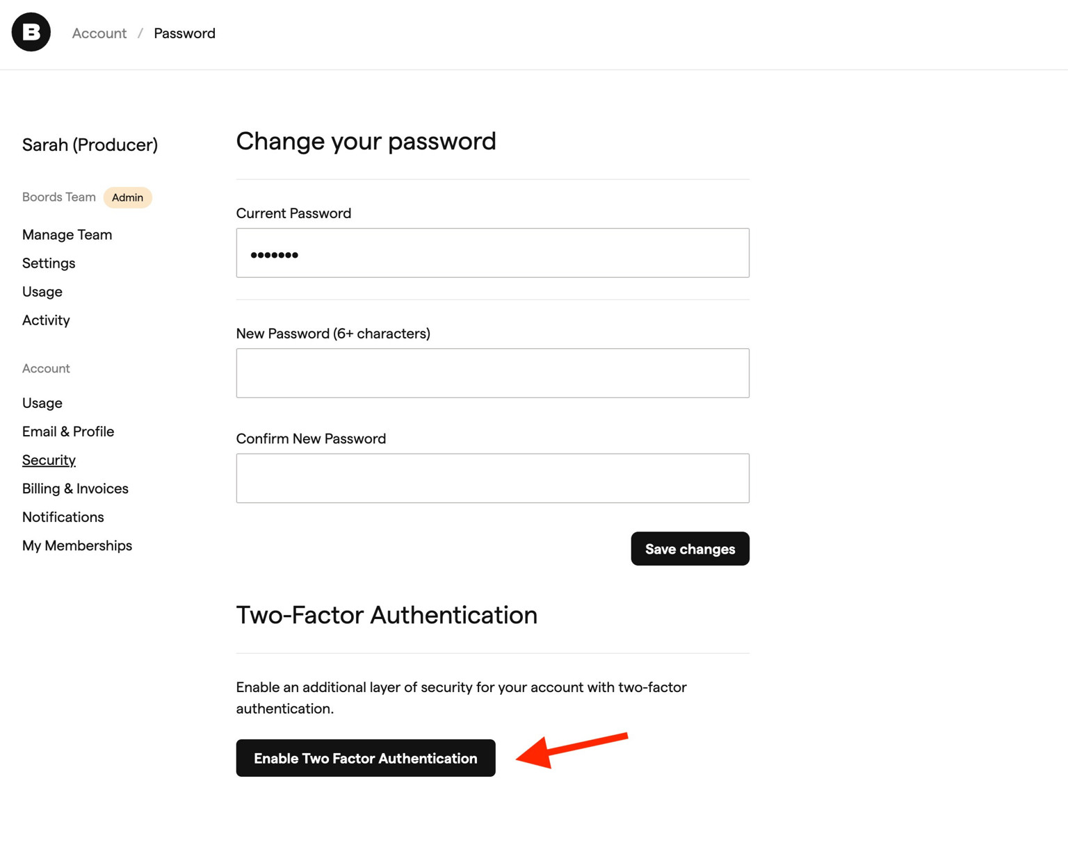 Enable 2FA button