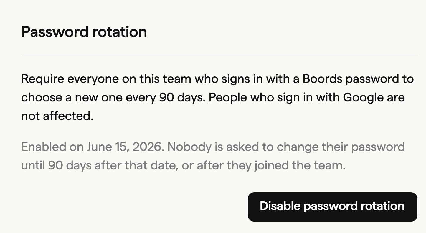 Password rotation in team settings