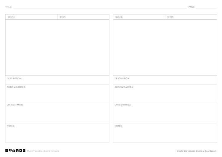 Music Video Storyboard Templates (FREE Download) Boords