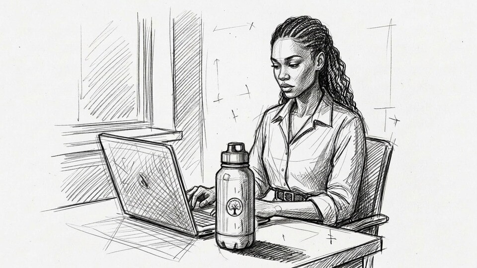 Desk, mid-morning
